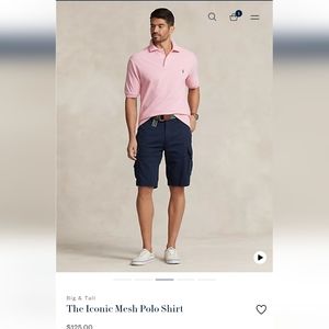 Ralph Lauren Iconia mesh polo pink men's size L